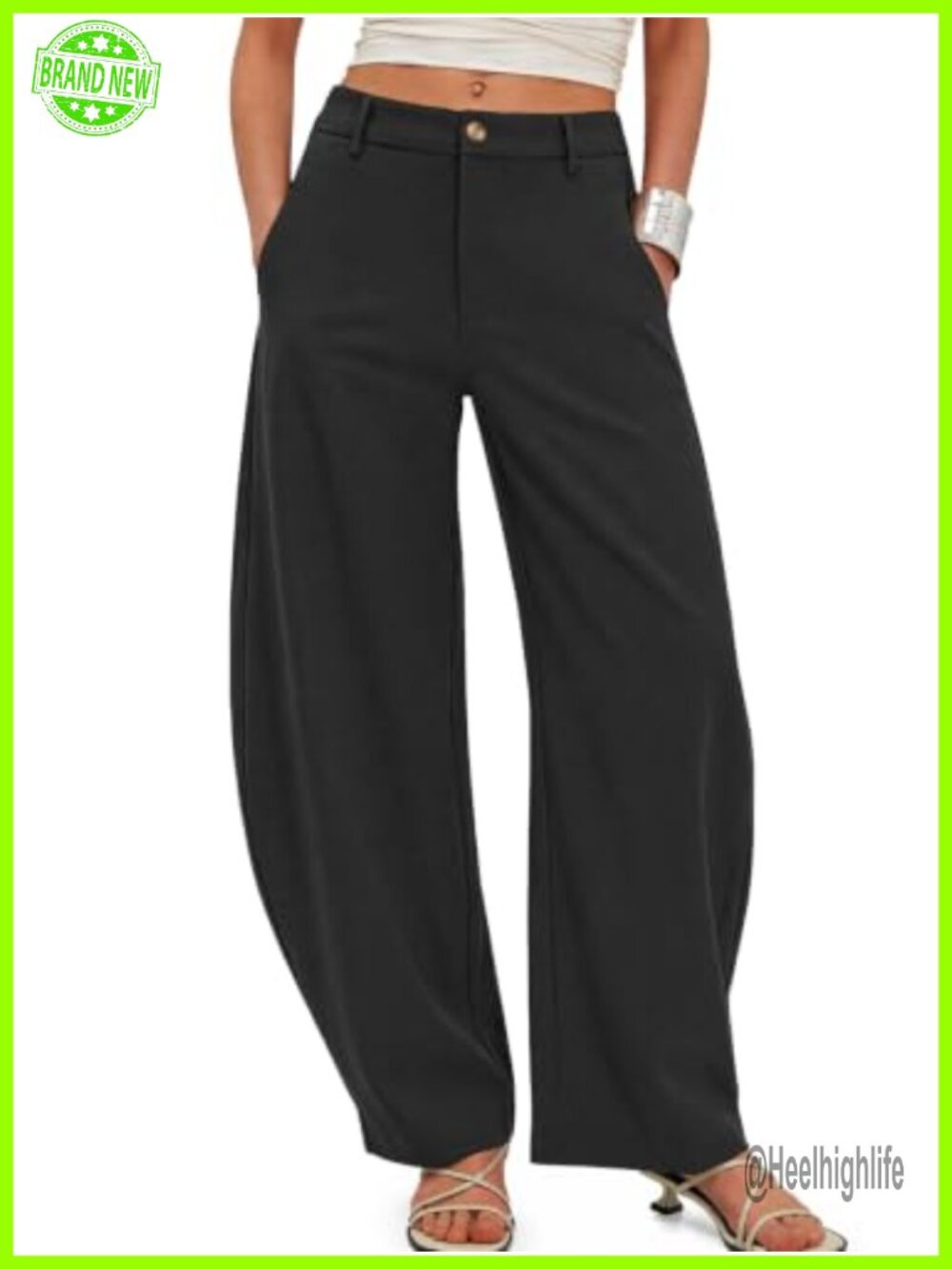 Women's Barrel Dress Pants High Waisted Wide Leg Pleated Trousers